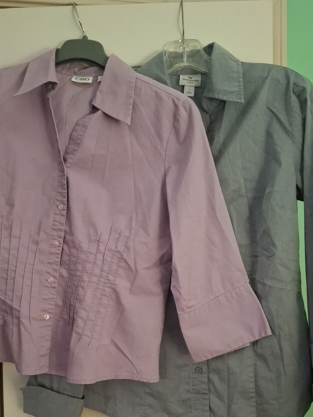 Lavender Pintuck Cotton Shirt - And Gray Women’s Casual Button-Up
